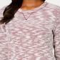 Karen Scott Women's Space Dye 3/4 Sleeve Top Red Size -PSM