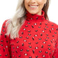 Karen Scott Women's Long Sleeve Turtleneck Printed Top Red Size Small