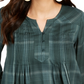 Style & Co Women's Plaid Split-Neck Top Green Size Medium