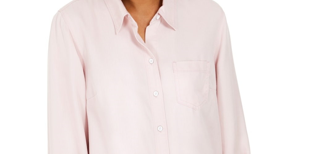 Style & Co Women's One-Pocket Shirt Pink Size Large