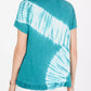 Style & Co Women's Tie Dyed Ruffle Hem Top Blue Size Small