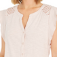 Style & Co Women's Eyelet Sleeveless Shirt Beige Size Medium