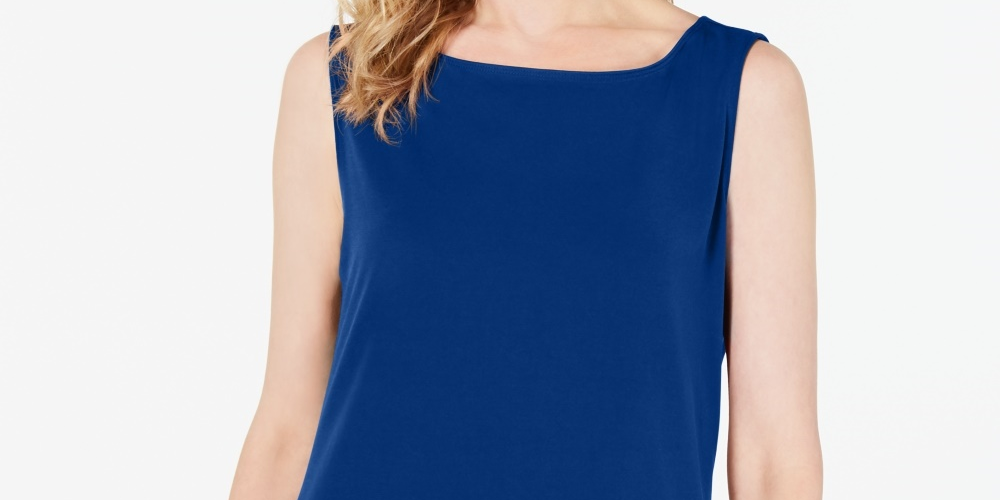 Charter Club Women's Boat Neckline Top  Blue Size Medium