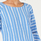 JM Collection Women's Petite Bell-Sleeve Crinkle Top Navy Size -PL