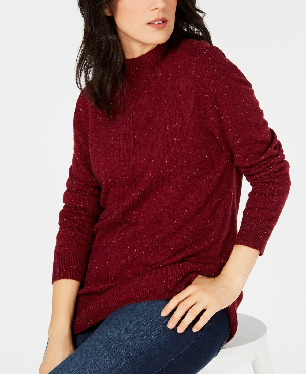 Karen Scott Women's Mock Neck Shimmer Sweater Red Size Medium