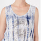 Style & Co Women's Graphic Tie Dyed Sleeveless Top White/Navy Size X-Large