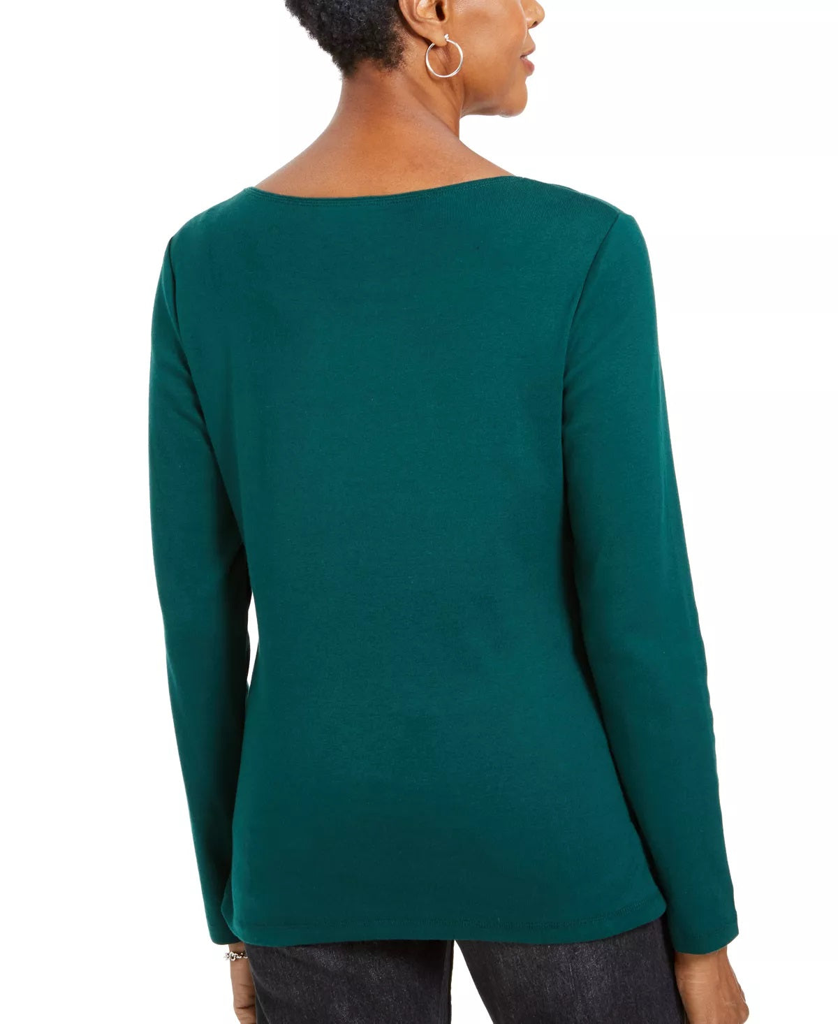 Karen Scott Women's Embellished Cotton Top Green Size PL