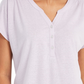 Style & Co Women's Dolman Sleeve Henley Linen Blend Top Purple Size X-Small
