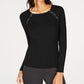 INC International Concepts Women's Petite Zip-Detail Ribbed Sweater Black Size PL