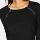 INC International Concepts Women's Petite Zip-Detail Ribbed Sweater Black Size PL
