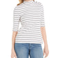 Charter Club Women's Striped Mock Neck Top White Size Large