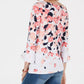 Charter Club Women's Printed Ruffle Sleeve Top White Size Small
