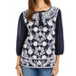 Style & Co Women's Cotton Peasant Blouse Navy Size X-Small