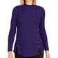 Style & Co Women's Mock Neck Lace-Up Ribbed Knit Sweater Purple Size XX-Large