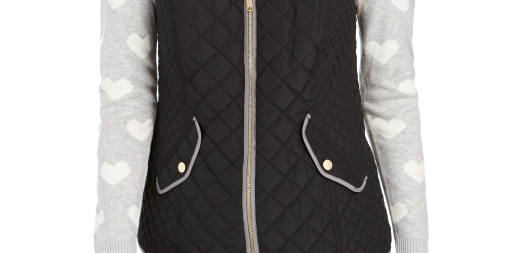 Charter Club Women's Quilted Stand-Collar Vest  Black Size Large