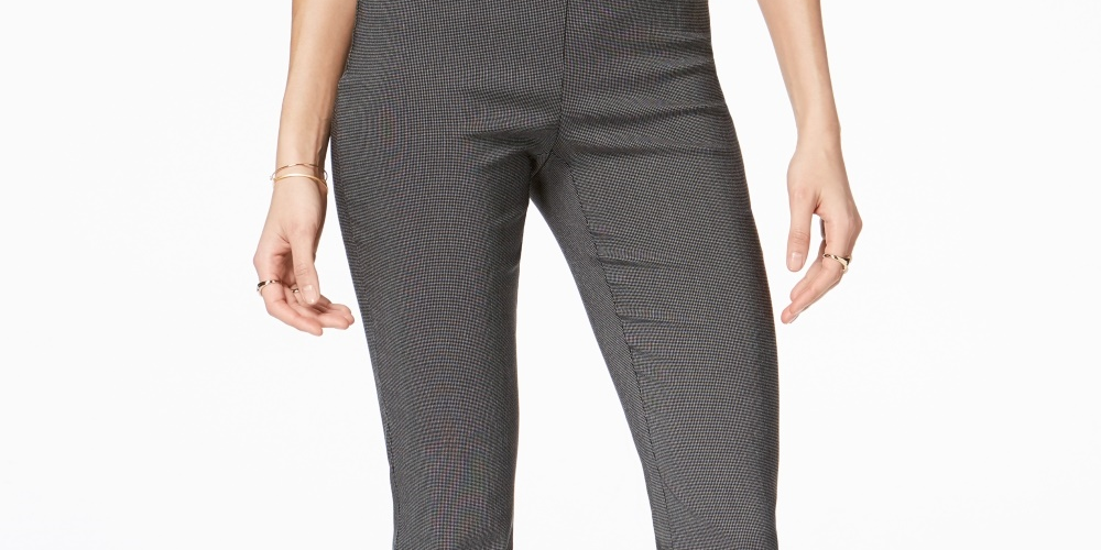 Charter Club Women's Chelsea Patterned Skinny-Leg Ankle Pants Black Size 18