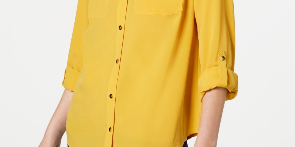 Charter Club Women's Two Pocket Shirt Gold Size Medium