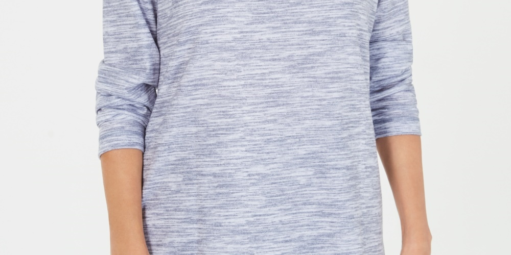 Karen Scott Women's Sport Space Dyed Cowlneck Top Intrepid Blue Size X-Small