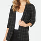 Calvin Klein Women's Windowpane Roll Tab Jacket Black Size 8
