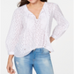 Tommy Hilfiger Women's Blouse Pintuck Polka Dot White Size M