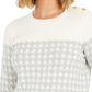 Charter Club Women's Petite Houndstooth Button-Shoulder Sweater Gray Size Petite