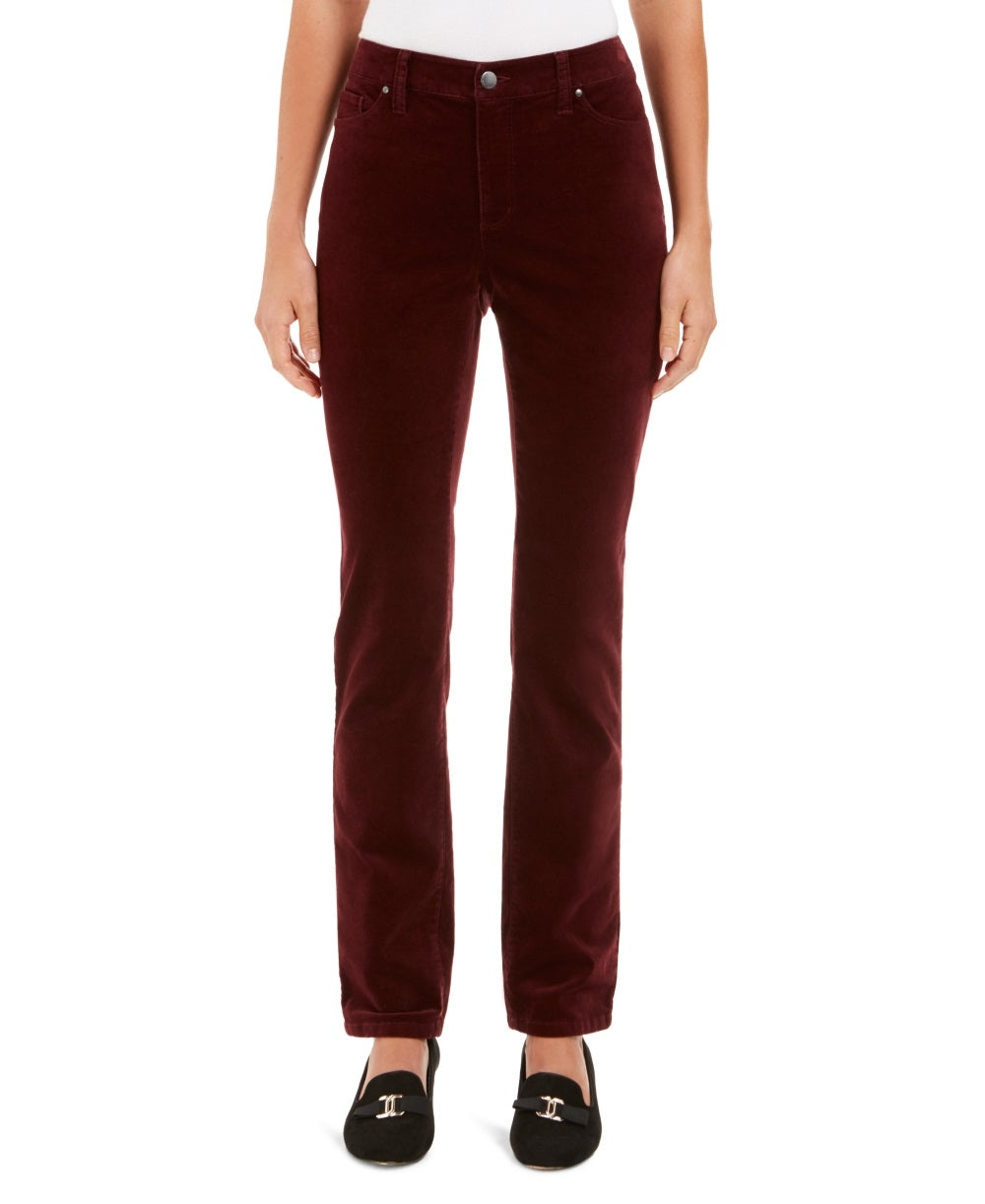 Charter Club Women's Velveteen Tummy Control Ankle Straight Jeans Red Size 4