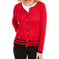 Karen Scott Women's Alexa Stripe Cardigan Red Size Petite Medium