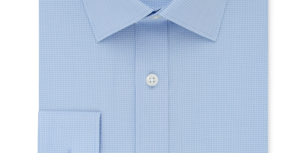 DKNY Men's Collared Slim Fit Stretch Dress Shirt Blue Size 17.5X36-37