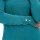 JM Collection Women's Button Cuff Crewneck Sweater Green Size Petite Small