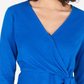 Alfani Women's Petite Twist-Side Faux-Wrap Top Blue PS