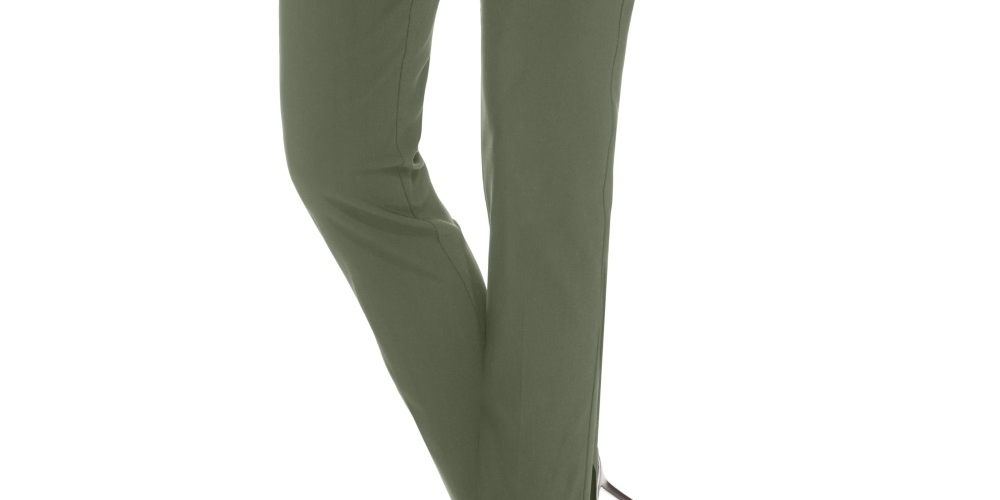 जे एम कलेक्शन महिलाओं की स्टडेड पुल ऑन टमी कंट्रोल पैंट, रेगुलर और शॉर्ट लेंथ, ग्रीन, साइज़ स्मॉल