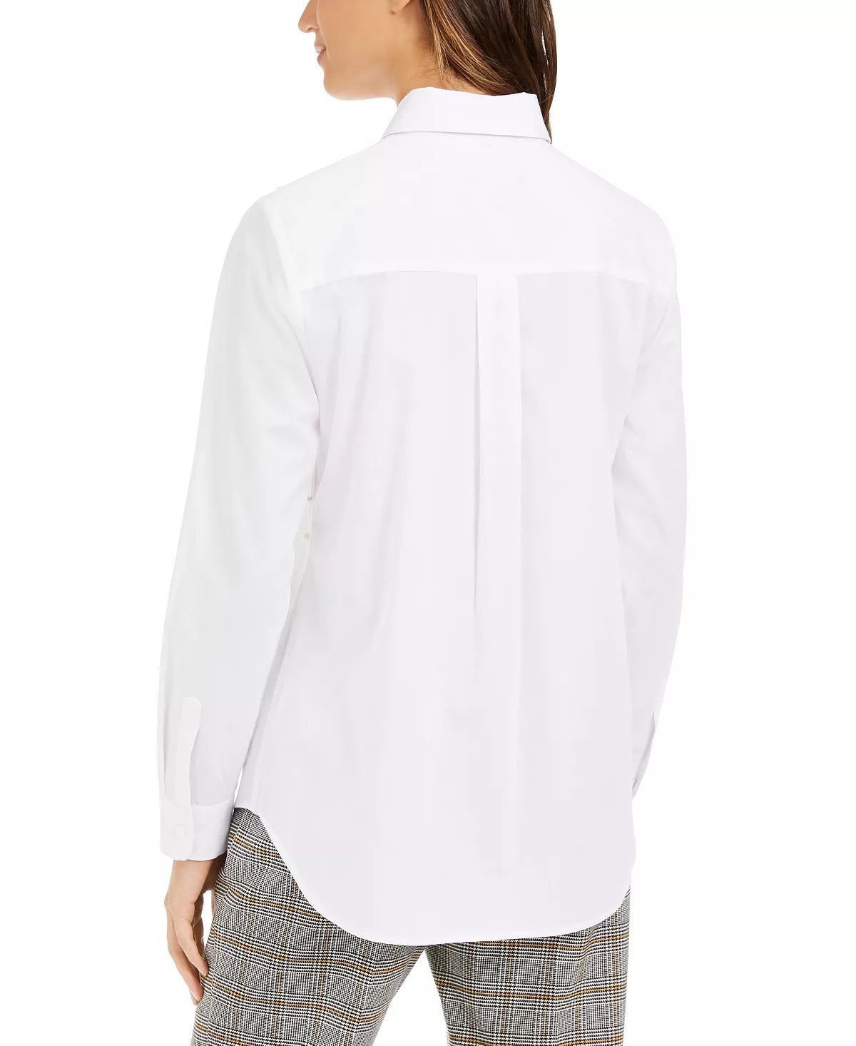 Charter Club Women's Petite Faux-Pearl Button-Front Shirt White PXL