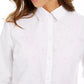 Charter Club Women's Petite Faux-Pearl Button-Front Shirt White PXL