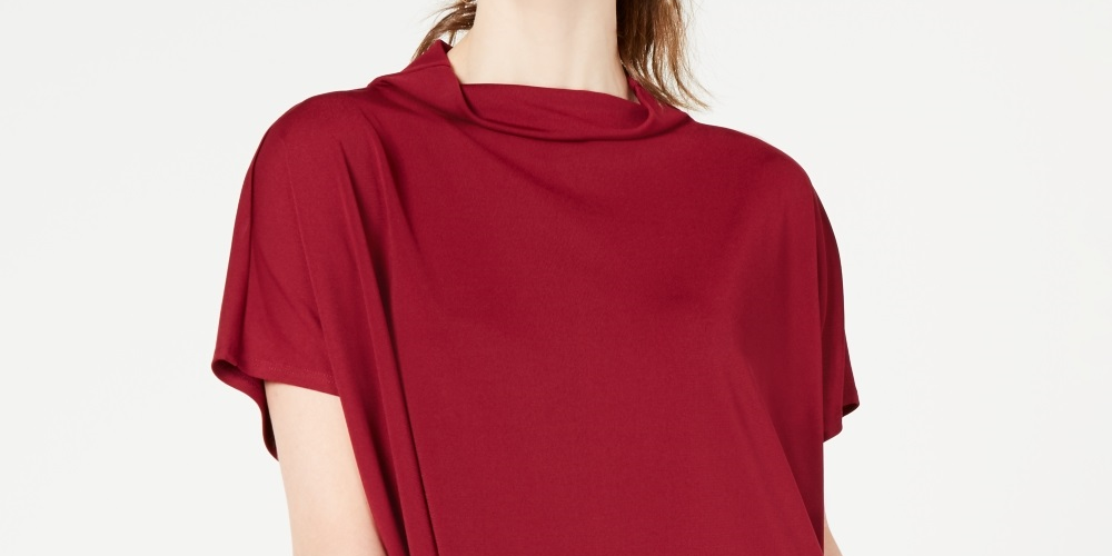 Alfani Women's Cowl Mock Neck Top Wine Size PL