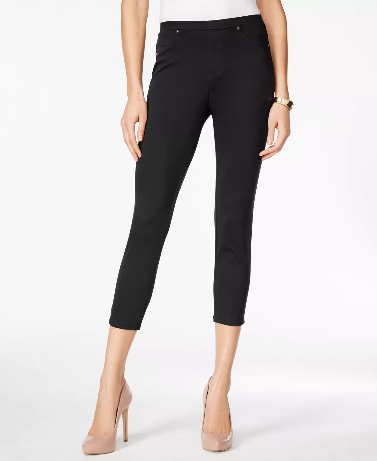 Style & Co Women's Pull On Twill Capri Leggings Black Size Medium