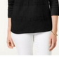 Karen Scott Women's Square Neck Lace Stripe Top Black Size X-Small