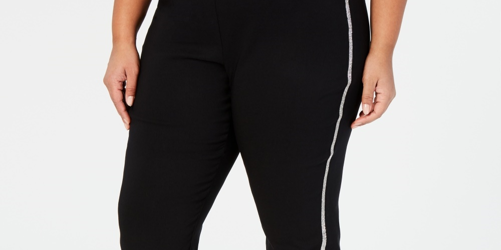 JM Collection Women's Plus Size Straight Leg Trousers  Black Size Small