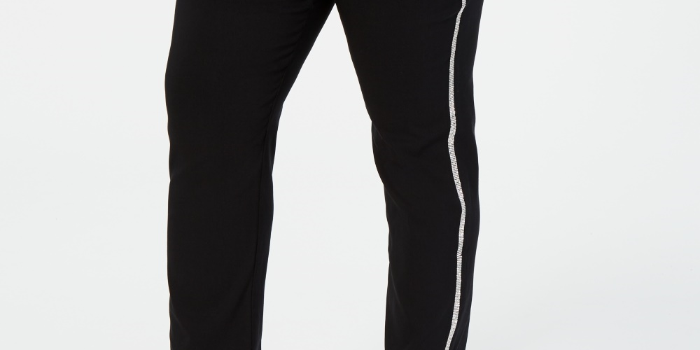 JM Collection Women's Plus Size Straight Leg Trousers  Black Size Small