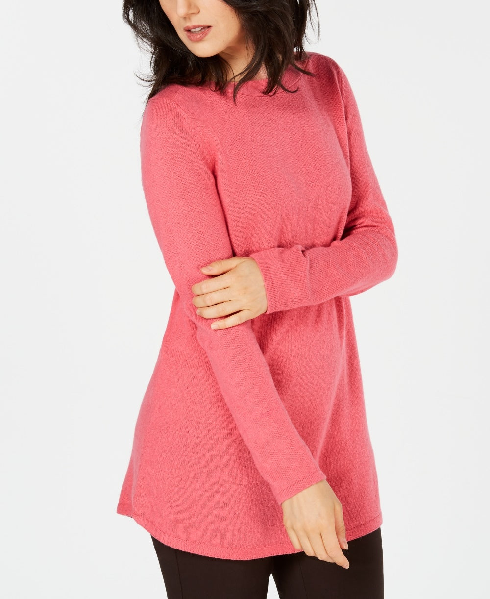 Karen Scott Women's Solid Curved-Hem Tunic Sweater Pink Size X-Small