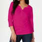 Karen Scott Women's Petite Cotton Henley Shirt Pink Size Small