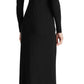 Ralph Lauren Women's Black Rhinestone Long Sleeve V Neck Maxi Evening Fit Flare Dress Black Size 10