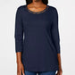 Karen Scott Women's Beaded Top  Purple Size Small