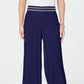 JM Collection Women's Petite Metallic-Detail Wide-Leg Pants Blue Size -PXL