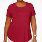 JM Collection Women's Plus Short Sleeve Top Red Size 0X