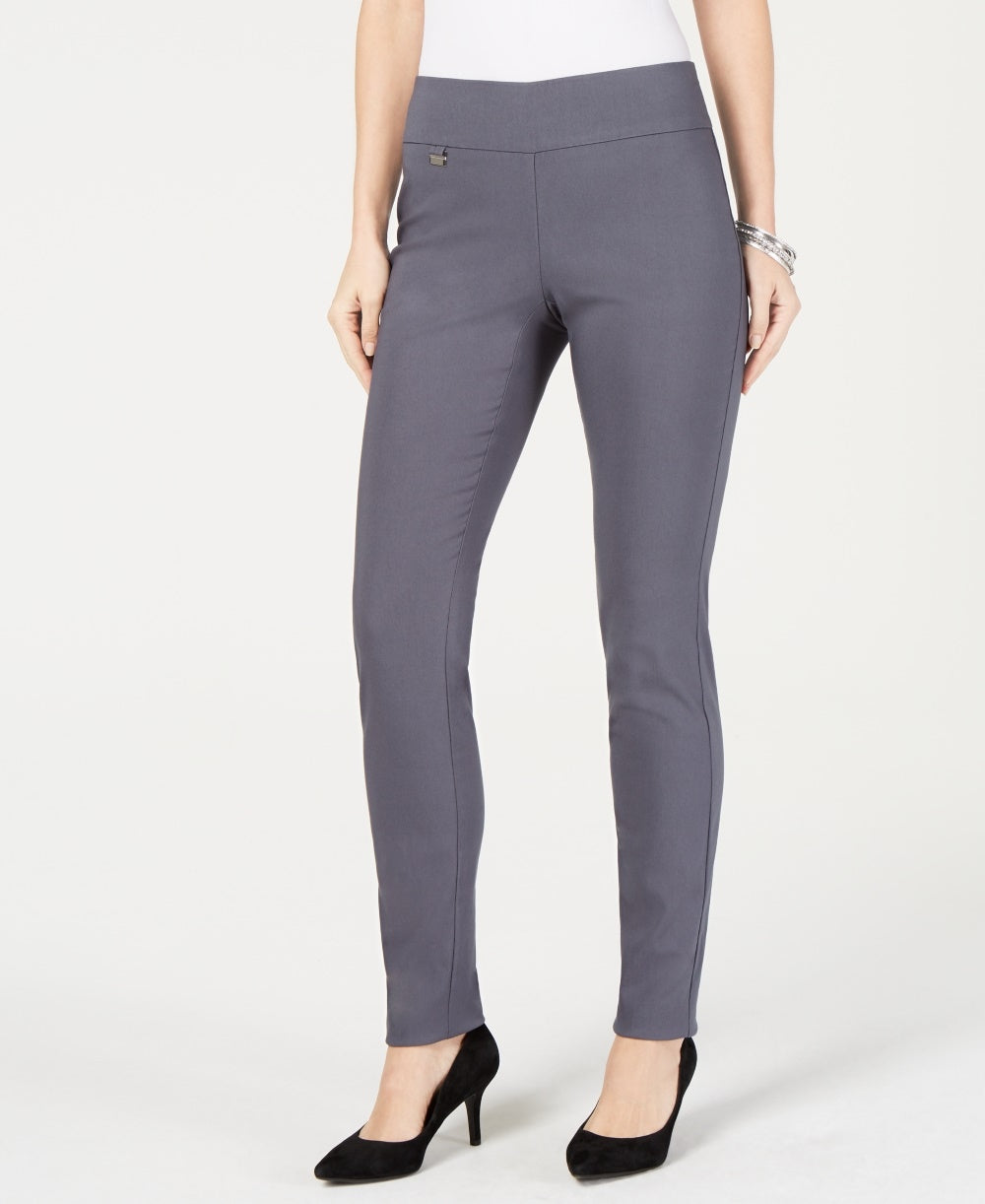 Alfani Women's Petite Tummy-Control Pull-On Skinny Pants Petite & Petite Short Gray Size 22X5
