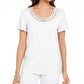 Karen Scott Women's Cotton Scalloped-Neck T-Shirt White Size Small