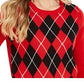 Charter Club Women's Petite Argyle Sweater Red Size Petite Small
