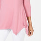 JM Collection Women's V-Neck Handkerchief-Hem Top Pink Size Small