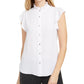 Calvin Klein Women's Ruffled Mock-Neck Blouse White Size Small
