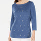 Karen Scott Women's Cotton Grommet Top Blue Size Small